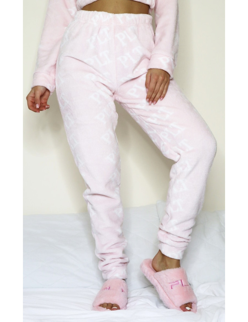 Махрові піжамні штани, теплі, м'які Prettylittlething XS Рожеві з принтом 257-