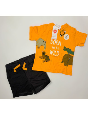 Комплект детский футболка и шорты Cool club 86 см Желтый Черный 484-