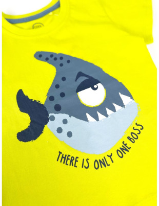 Бавовняний комплект Шорти + футболка для хлопчика Cool Club 122 см Жовтий з принтом 492-