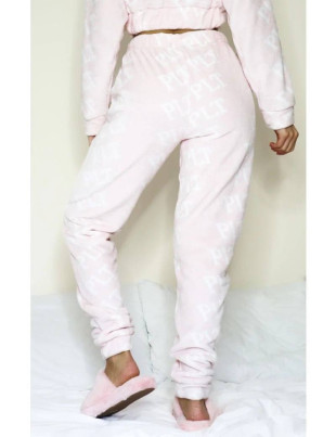 Махровые пижамные штаны, теплые, мягкие Prettylittlething XS Розовые с принтом 257-