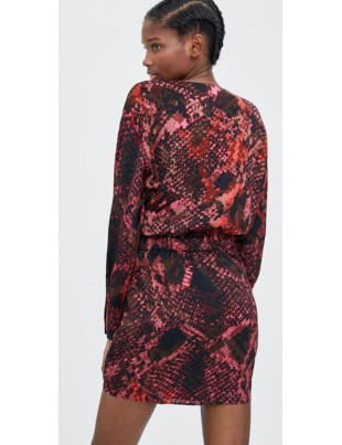 Сукня Zara XL Рожево-чорний принт BTG-0110